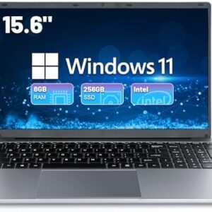 AMIAMO 15.6" Laptop Computer, 8GB RAM, 256GB SSD, 1366 * 768 Screen, USB 3.0, Bluetooth 4.2, 2.4/5G WiFi, Mini HDMI, 5000mWh Battery, Pre-Install Windows 11.