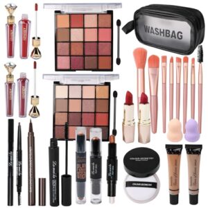 Makeup Kit All-in-one Makeup Gift Set for Women Full Kit,including travel makeup bag, makeup brush set, eyeshadow palette, lip gloss, foundation, highlighter, mascara, eyeliner, eyebrow pencil(BLACK)