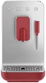 SMEG Fully Automatic Coffee Machine with Integrated Grinder and Steam Wand BCC02RDMUS, Red, Large