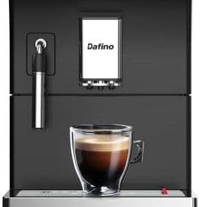 Eficentline-205 Fully Automatic Espresso Machine, One Touch Coffee Machine with Manual Milk Frother for Cappuccino & Latte, Stainless Steel, Black (Espresso Machine w Milk Frother)