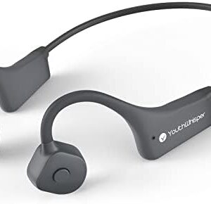 YouthWhisper Bone Conduction Headphones - Bluetooth 5.2 Open Ear Headphones IP67 Waterproof Sport Earphones with Noise-Cancelling Mic - Wireless Bone Conducting Headset for Running Hiking Cycling