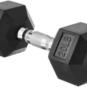 Amazon Basics Rubber Encased Exercise & Fitness Hex Dumbbell, Single, Hand Weight For Strength Training
