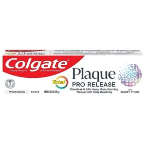 Colgate Total Plaque Pro Release Whitening Toothpaste, Whitening Anticavity Toothpaste, Helps Reduce Plaque and Whitens Teeth, 1 Pack, 3.0 Oz Tube