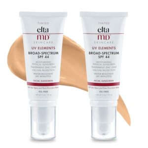 EltaMD UV Elements Tinted Sunscreen Moisturizer, SPF 44 Tinted SPF Moisturizer for Face and Body, Lightweight Oil Free Formula, Great for Using Under Makeup and Sensitive Skin Types, 2.0 oz Tube