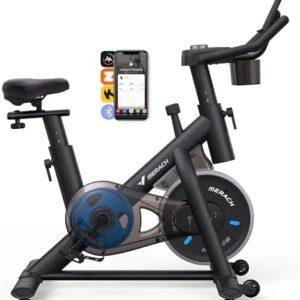 MERACH Exercise Bike for Home with Exclusive App, Stationary Bike with Enhanced Electronic LED Monitor, Silent Belt Drive and Comfortable Seat Cushion for Home Cardio Workout