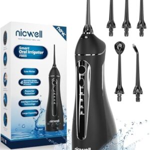 Nicwell Water Dental Flosser Teeth Pick - 4 Modes Dental Oral Irrigator, Portable & Rechargeable IPX7 Waterproof Personal Orthodontic Supplie Water Teeth Cleaner Picks for Home Travel