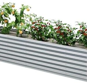EKX 8x2x2FT Galvanized Raised Garden Bed Kit, Galvanized Planter Raised Garden Boxes Outdoor, Large Metal Raised Garden Beds for Vegetables.