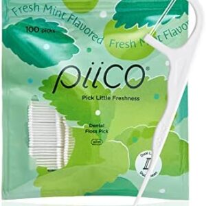 Piico Xylitol Floss Picks, 100 Count - Unbreakable, Shred-Resistant, Resealable, Unique Flavored Dental Flossers for Adults, Portable