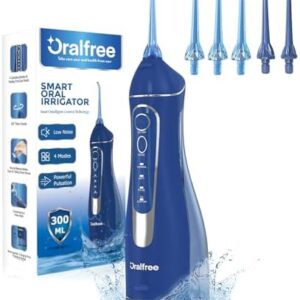 Water Dental Flosser Cordless for Teeth Cleaning - 4 Modes Oral Irrigator 300ML Braces Flossers Cleaner, Rechargeable Portable IPX7 Waterproof Powerful Battery for Travel Home