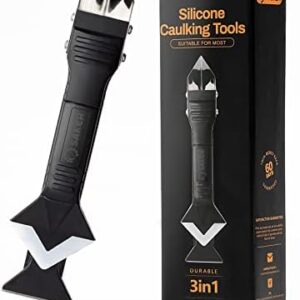 Saker Silicone Caulking Tools-3 in 1 Sealant Finishing Tool Grout Remove Scraper (Stainless Steelhead),Caulk Remover Glass Glue Angle Scraper for Bathroom,Kitchen,Floor,Window,Sink Joint,Frames Seal