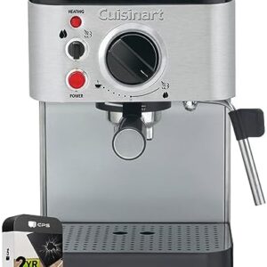 Cuisinart CBC-200SA Stainless Steel Manual Espresso Maker Bundle with 2 YR CPS Enhanced Protection Pack