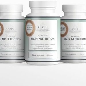OMI WELLBEAUTY Hair Nutrition, Hair Growth Supplement for Women, Clinically Proven to Reduce Hair Loss, Doctor Formulated for Stronger Thicker Hair with Keratin, Biotin, Zinc (3)