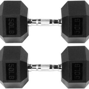 Signature Fitness Rubber Encased Hex Dumbbell, Pairs or Sets, Multiple Packages