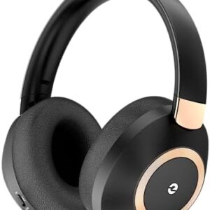 EAORUL Active Noise Cancelling Headphones, 100H Playtime Headphones Wireless Bluetooth, Bluetooth Headphones with Microphone, Over- Ear Wireless Headphones with Deep Bass for Travel (Black)