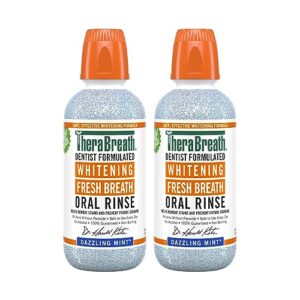 TheraBreath Whitening Mouthwash, Dazzling Mint, Dentist Formulated, 16 Fl Oz (2-Pack)