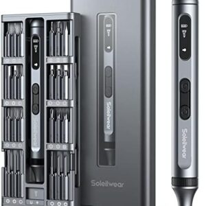 Mini Electric Screwdriver, 52 in 1 Electric Screwdriver Kit with 48 Magnetic Bits, Soleilwear Precision Screwdriver Cordless Repair Tool for Phone Camera Laptop Watch