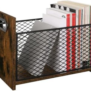 YINMIT Magazine Holder, Magazine Rack for Desktop and Home Office, Farmhouse File Storage Basket for Letters, Magazines, Books, Newspapers (Large)