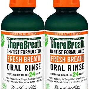 TheraBreath Fresh Breath Mouthwash, Rainforest Mint, Alcohol-Free, 16 Fl Oz (2-Pack)