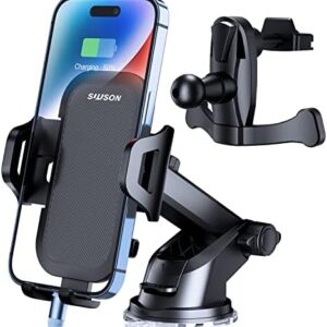 Car Phone Holder Mount [Upgraded]-[Bumpy Roads Friendly] Phone Mount for Car Dashboard Windshield Air Vent 3 in 1,Hand Free Mount for iPhone 15 14 13 Pro Max Samsung All Cell Phones (Black)