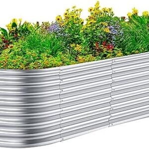Land Guard 6×3×2ft Galvanized Raised Garden Bed Kit, Galvanized Planter Raised Garden Boxes Outdoor, Oval Large Metal Raised Garden Beds for Vegetables…