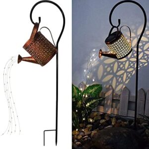 Solar Lanterns Outdoor Waterproof,Metal Watering Can Sun Garden Decor,Hanging Solar Lights Yard Art,Outside Patio Decorations Gardening Birthday Gifts for Mom Grandma Women, with Hook, Large