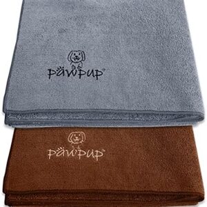 PAWPUP Dog Towel Super Absorbent - Pack of 2 - Quick Drying Super Soft Microfiber Pet Towel for Dogs, Cats and Other Pets (Brown and Grey)