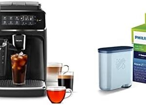 Philips 3200 Series Fully Automatic Espresso Machine w/LatteGo & Iced Coffee, EP3241/74, Black & Saeco AquaClean Filter Single Unit, CA6903/10, white, one size