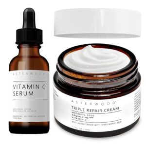 ASTERWOOD Pure Vitamin C Serum 1 oz + Triple Repair Moisturizer Face Cream 1.7 oz