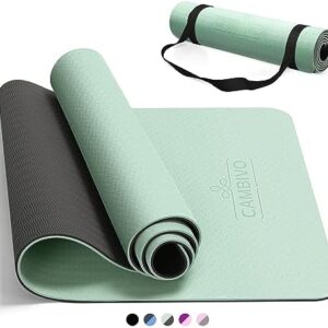 CAMBIVO Yoga Mat for Women Men Kids, 1/3 & 1/4 & 2/5 Inch Extra Thick Yoga Mat Non Slip, 72" x 24" TPE Yoga Mats, Workout Mat with Carrying Strap for Yoga, Pilates and Floor Exercises