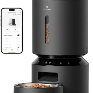 PETLIBRO Automatic Cat Feeder, 5G WiFi Automatic Dog Feeder with Freshness Preservation, 5L Timed Cat Feeder with Low Food Sensor, Up to 10 Meals Per Day, Granary Pet Feeder for Cats, Black