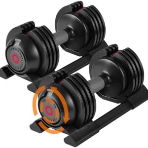 Adjustable Dumbbell Set 22LB/52LB: 5 Weight Options Dumbbell with Anti-Slip Metal Handle for Exercise & Fitness Fast Adjust Weight for Full Body Workout Fitness