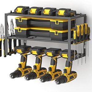 Spacecare Power Tool Organizer- Power Drill Tool Holder- Heavy Duty Tool Shelf & 1 Pack 3 Layers Tool Rack Cordless Drill Holder- Floating Tool Shelf Wall Mounted Tool Storage Rack for 4 Drill Holders