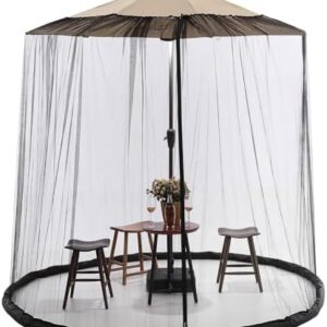 OKYUK Patio Umbrella Mosquito Netting, 7.5FT-12.5FT Umbrella Canopy Screen Mesh for Garden & Outdoor Umbrellas, with Double Zippers and Solid Lead, Adjustable Bug Screen Accessory, Polyester