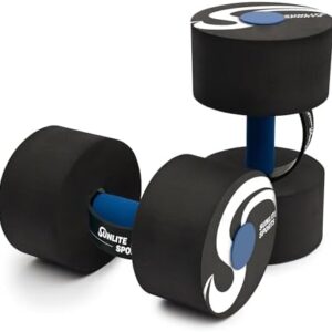 Sunlite Sports Water Weights Pool Exercise Dumbbells, Water Aerobic Equipment, High-Density EVA-Foam Dumbbell with Handle Strip, Aqua Therapy, Pool Fitness, Water Exercise, Set of 2