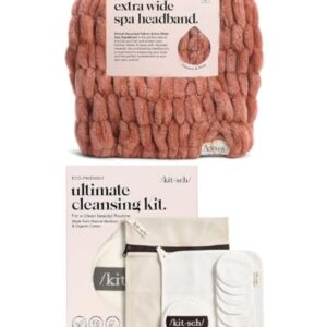 Kitsch Spa Headband (Dusty Rose) and Reusable Makeup Remover Pads Bundle with Discount