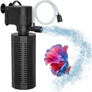 Aquarium Internal Filter for 20-50 Gallons, Ultra-Quiet Fish Tank Filter Biochemical Filtration 320GPH Powerful Pump Submersible Aquarium Filter Tank Clear Air Supply
