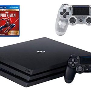 Sony PlayStation 4 Pro 1TB Console Bundle W / Marvel's Spider-Man: Game of The Year Edition and DualShock 4 Wireless Controller -Crystal | Blu-ray Disc Player | Wi-Fi | AMD Processor | HDMI Cable (Renewed)