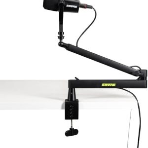 Shure by Gator Premium Low-Profile Desktop Mic Boom Stand; Fully Adjustable for Podcast, Streaming, and Home Office Setups (SH-BROADCAST2)