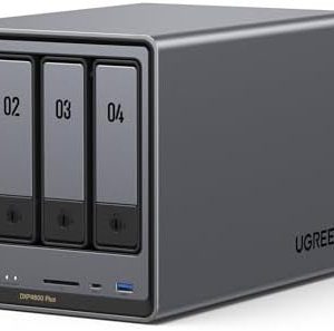 UGREEN NASync DXP4800 Plus 4-Bay Desktop NAS, Intel Pentium Gold 8505 5-Core CPU, 8GB DDR5 RAM, 128G SSD, 1 * 10GbE, 1 * 2.5GbE, 2 * M.2 NVMe Slots, 4K HDMI, Network Attached Storage (Diskless)