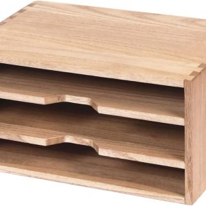 3-Tier Paper Storage Letter Tray File Sorter - Wood Desktop Document Organizer Holders with Mail Sorter, School & Home Magazine File Dividers, Book Rack Shelf Stand for HD-SJ3K (Light)
