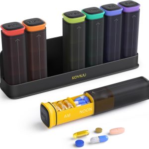 Weekly Pill Organizer 3X a Day, Detachable Pill Box 7 Day, Large 3 Times Daily Pill Case, Travel Pill Container Holder, Week Medication Dispenser Pillbox for Vitamin Supplement Medicine, Black