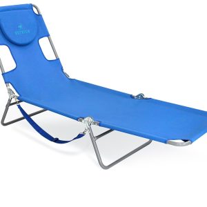 Ostrich Beach Lounge Chair, Folding & Reclining Outdoor Chaise Lounger, Blue - Portable Adjustable Recliner Chair for Lawn, Pool, Patio, Garden, and Yard