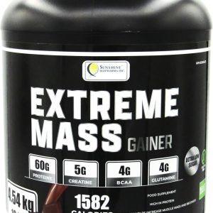 Extreme Mass Weight Gainer Muscle Builder, 10 lb (4.54 kg) with Less Sugar for Intense Workout Training Made of high Calorie Fortified whey Protein (Chocolate)
