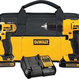DEWALT 20V MAX Cordless Drill and Impact Driver, Power Tool Combo Kit with 2 Batteries and Charger (DCK240C2)