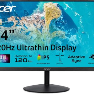 acer SB240Y G0bi 23.8" IPS Full HD Ultra-Slim Edge-to-Edge Gaming Office Monitor | Adaptive-Sync Support (FreeSync Compatible) | Up to 120Hz Refresh | 1ms (VRB) | Tilt | HDMI & VGA Ports | Black