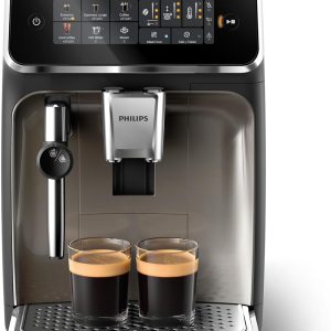 PHILIPS 3300 Series Fully Automatic Espresso Machine - 5 Hot & Iced drinks, 40% Quieter SilentBrew, Ceramic Grinder, Aquaclean Filter, Black Chrome (EP3326/90)