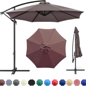 10ft 8 Ribs Patio Umbrella Canopy, Taupe, Heavy-Duty Polyester Fabric, UV30+ and Water Repellent, Fade Resistant, 98% UV Protection