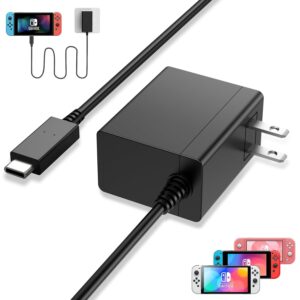 YSSTKFD Charger for Nintendo Switch, 45W AC Adapter, 20V/2.25A Fast Charging with 5FT USB-C Cable Compatible with Lite/OLED/Steam Deck/PlayStation Portal, Support Switch TV Mode