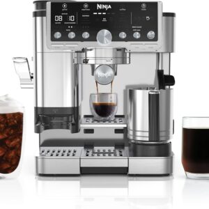 Ninja Luxe Café Pro Series, Espresso Machine, Drip Coffee, Cold Brew, Hot Water, Integrated Tamper, Built-in Grinder, Hands-Free Frother for Cappuccinos, Lattes, Americanos, Dairy or Non-Dairy, ES701