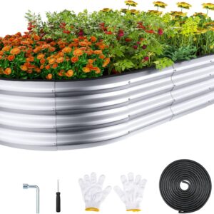 Winpull Raised Garden Bed Kit, 6x3x1 ft Galvanized Planter Box Outdoor with Safety Edging, Large Metal Raised Beds for Gardening Vegetables Flower Herb (Silver)